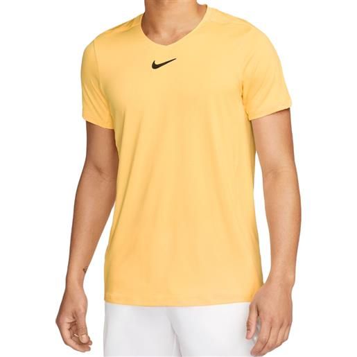 Nike t-shirt da uomo Nike court dri-fit advantage crew top - citron pulse/black