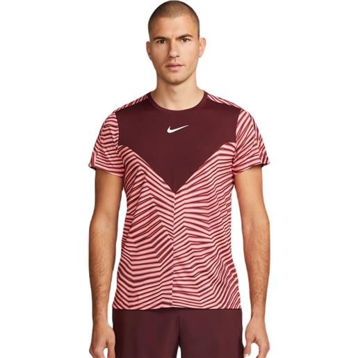 Nike t-shirt da uomo Nike dri-fit slam tennis top - night maroon/white