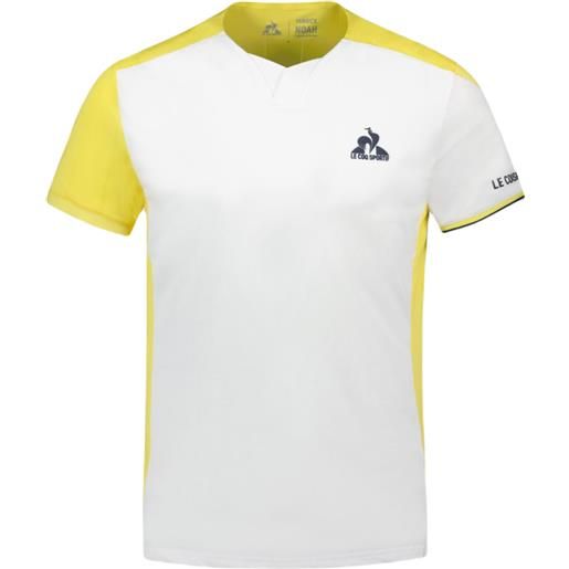 Le Coq Sportif t-shirt da uomo Le Coq Sportif tennis pro t-shirt ss 23 n°1 m - new optical white/jaune champion