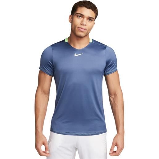 Nike t-shirt da uomo Nike court dri-fit advantage crew top - diffused blue/lime blast/white