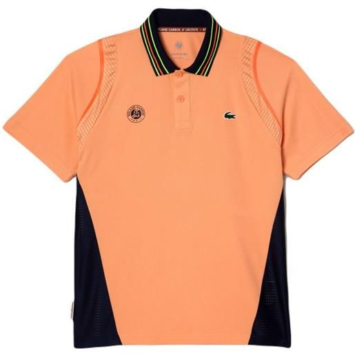 Lacoste polo da tennis da uomo Lacoste sport roland garros edition ultra-dry two tone polo shirt - light orange/navy blue