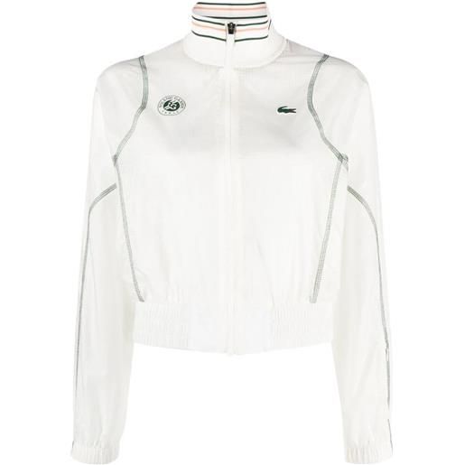 Lacoste felpa da tennis da donna Lacoste sport roland garros edition post-match cropped jacket - white/green