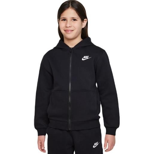 Nike felpa per ragazze Nike club fleece full-zip hoodie - black/white
