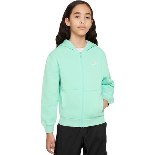 Nike felpa per ragazze Nike club fleece full-zip hoodie - emerald rise/white