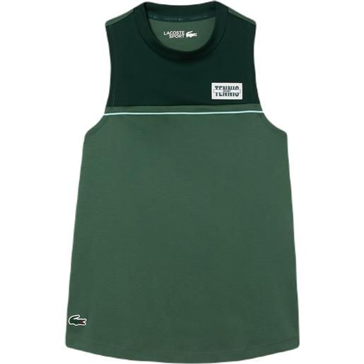 Lacoste top da tennis da donna Lacoste contrast stretch cotton sport tank - dark green/green