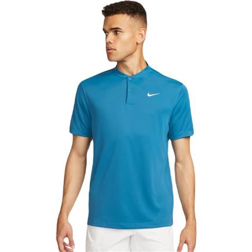 Nike polo da tennis da uomo Nike court dri-fit blade solid polo - industrial blue/white