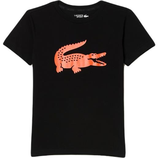 Lacoste maglietta per ragazzi Lacoste boys sport tennis technical jersey oversized croc t-shirt - black/orange