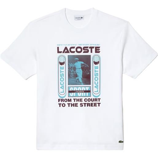 Lacoste t-shirt da uomo Lacoste relaxed fit rené Lacoste print t-shirt - white