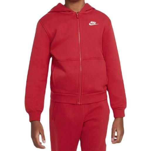 Nike felpa per ragazze Nike club fleece full-zip hoodie - university red/white