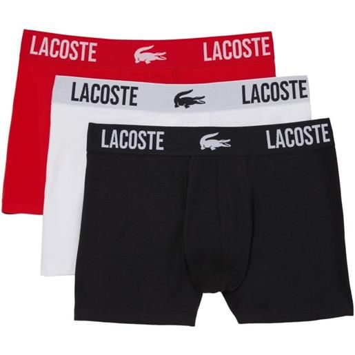 Lacoste boxer sportivi da uomo Lacoste branded jersey trunk 3p - black/red/white