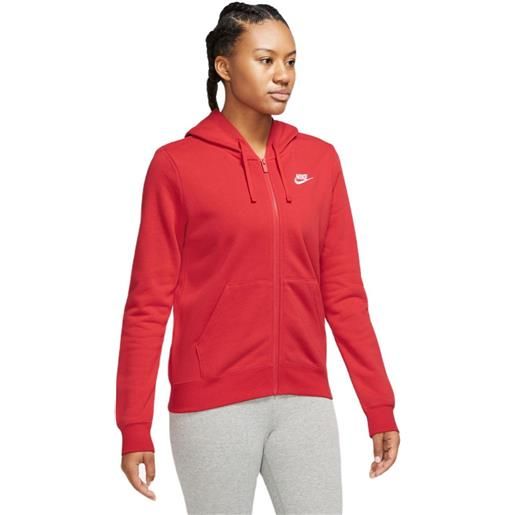 Nike felpa da tennis da donna Nike sportswear club fleece full zip hoodie - university red/white