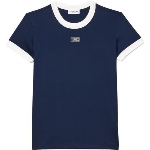 Lacoste maglietta donna Lacoste slim fit cotton tennis t-shirt - navy blue/white