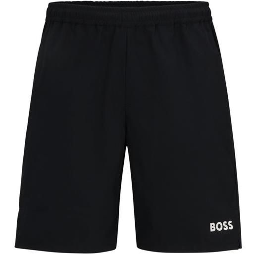 BOSS pantaloncini da tennis da uomo BOSS stretch-poplin shorts with contrast logo - black