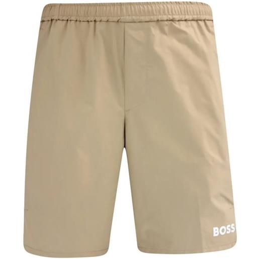 BOSS pantaloncini da tennis da uomo BOSS x matteo berrettini stretch-poplin shorts with contrast logo - medium beige