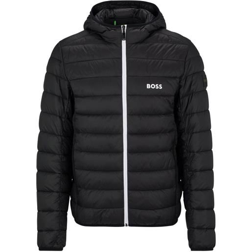 BOSS giacca da tennis da uomo BOSS water-repellent puffer jacket with branded trims - black