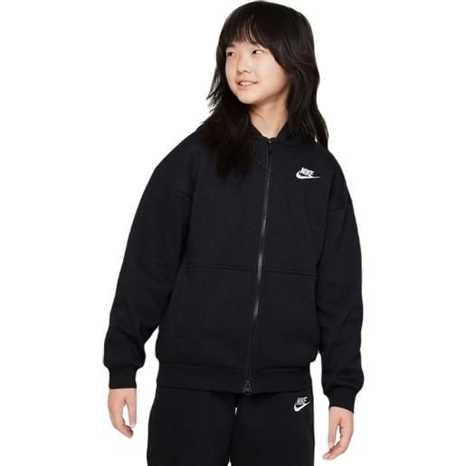 Nike felpa per ragazze Nike sportswear club fleece oversized full zip hoodie - black/white