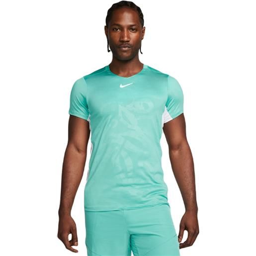 Nike t-shirt da uomo Nike court dri-fit advantage printed tennis top - washed teal/white/white