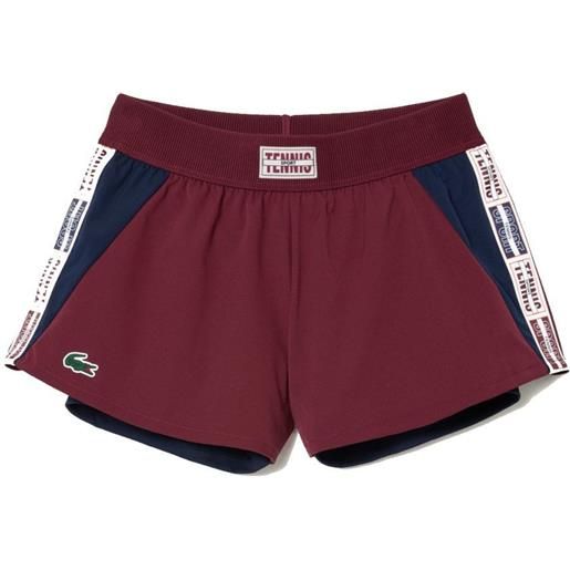 Lacoste pantaloncini da tennis da donna Lacoste recycled fabric lined shorts - bordeux