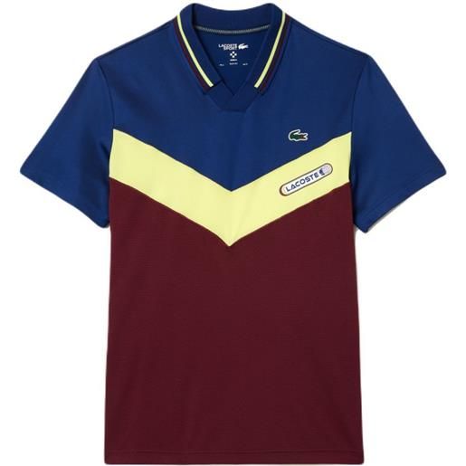 Lacoste polo da tennis da uomo Lacoste tennis x daniil medvedev seamless effect polo shirt - bordeaux/lime/navy blue