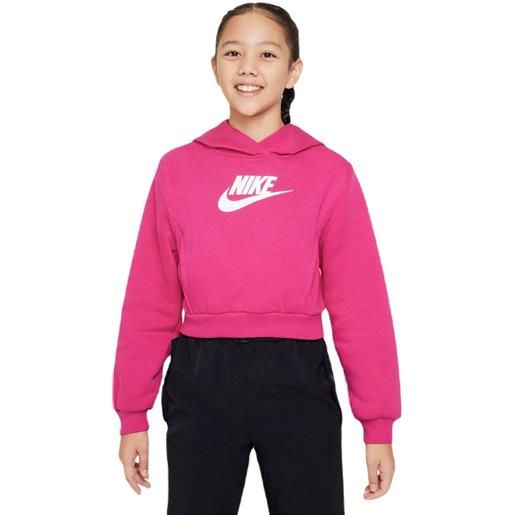 Nike felpa per ragazze Nike sportswear club fleece crop hoodie - fireberry/white