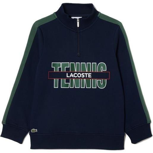 Lacoste felpa per ragazzi Lacoste tennis print quarter-zip sweatshirt - navy blue/dark green