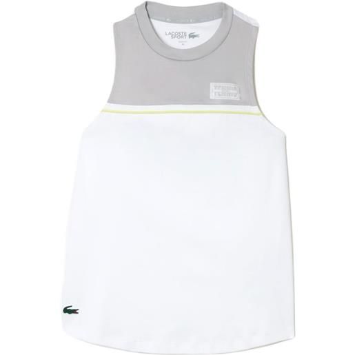 Lacoste top da tennis da donna Lacoste contrast stretch cotton sport tank - white/grey