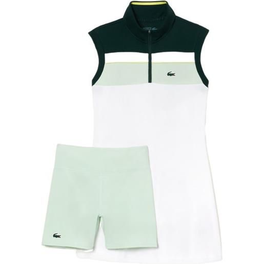 Lacoste vestito da tennis da donna Lacoste recycled fiber tennis dress with integrated shorts - white/green