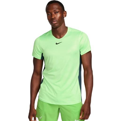 Nike t-shirt da uomo Nike court dri-fit advantage printed tennis top - lime blast/deep jungle/black