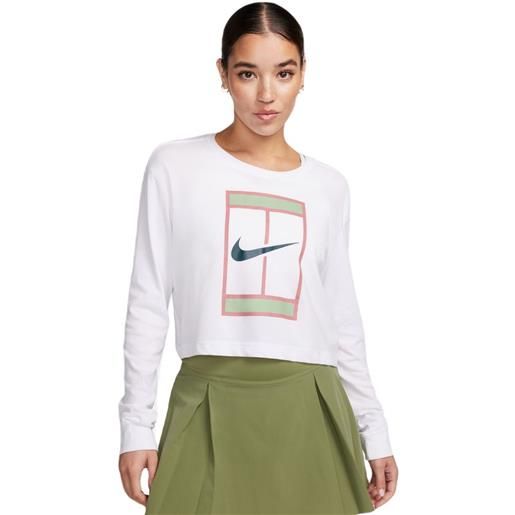 Nike maglietta da tennis da donna (a maniche lunghe) Nike dri-fit slam long sleeve t-shirt - white/deep jungle