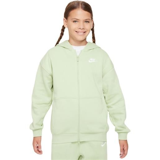 Nike felpa per ragazze Nike sportswear club fleece oversized full zip hoodie - honeydew/white