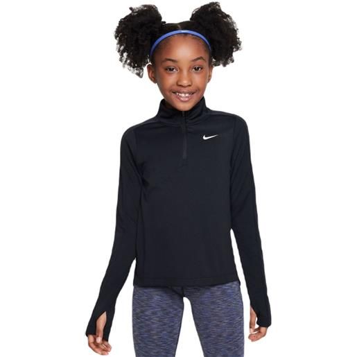 Nike maglietta per ragazze Nike dri-fit long sleeve 1/2 zip top - black/white