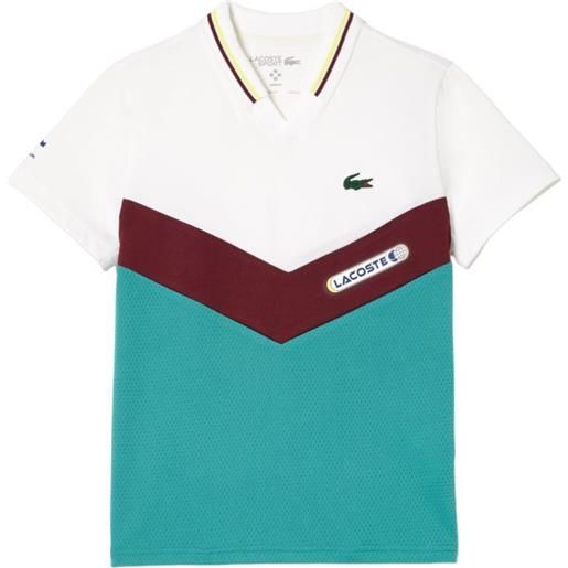 Lacoste maglietta per ragazzi Lacoste tennis x daniil medvedev jersey polo - white/flashy yellow/bordeaux/blue