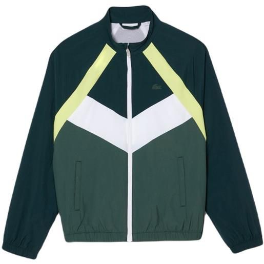 Lacoste felpa per ragazzi Lacoste recycled fiber colourblock zipped jacket - green/flashy yellow/white/dark green
