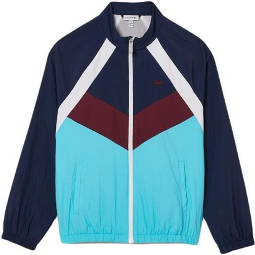 Lacoste felpa per ragazzi Lacoste recycled fiber colourblock zipped jacket - navy blue/white/bordeuax/blue