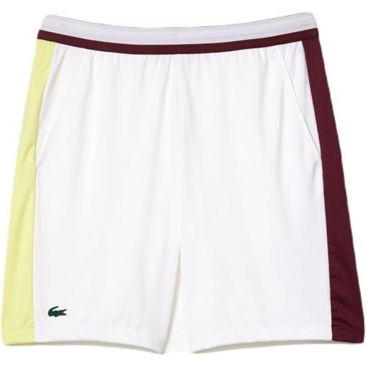 Lacoste pantaloncini da tennis da uomo Lacoste tennis x daniil medvedev regular fit shorts - white/flashy yellow/bordeaux
