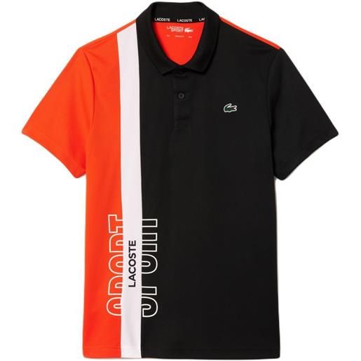 Lacoste polo da tennis da uomo Lacoste regular fit recycled knit tennis polo shirt - black/orange/white