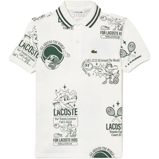 Lacoste maglietta per ragazzi Lacoste graphic print cotton polo - white/dark green