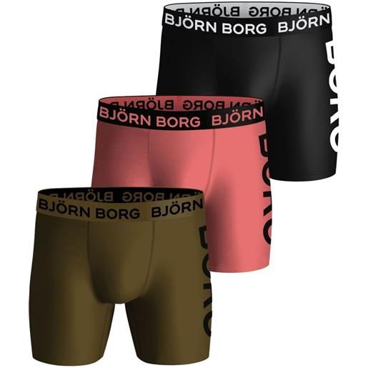 Björn Borg boxer sportivi da uomo Björn Borg performance boxer 3p - black/green/pink