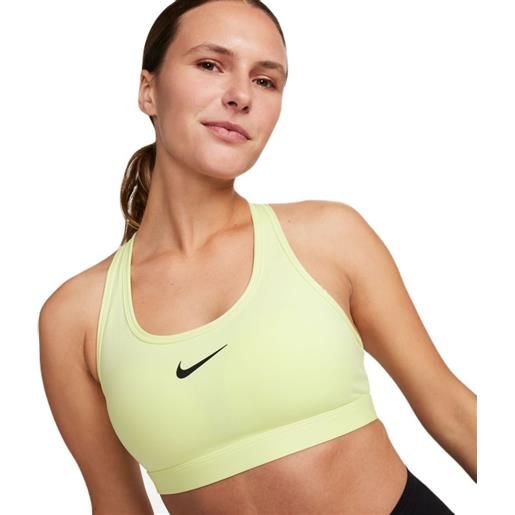 Nike reggiseno Nike swoosh medium support non-padded sports bra - luminous green/black