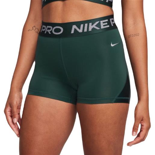 Nike pantaloncini da tennis da donna Nike pro mid-rise 3" shorts - deep jungle/metallic silver