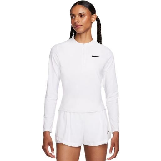 Nike maglietta da tennis da donna (a maniche lunghe) Nike court advantage dri-fit 1/4-zip tennis mid layer - white/black