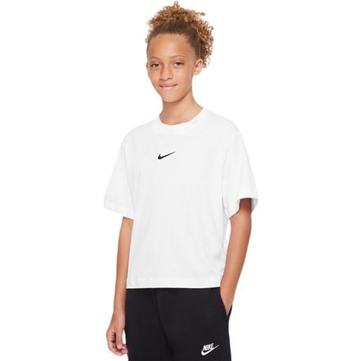 Nike maglietta per ragazze Nike kids sportswear essential boxy t-shirt - white/black