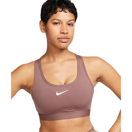 Nike reggiseno Nike swoosh medium support non-padded sports bra - smokey mauve/white