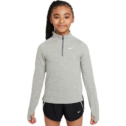 Nike maglietta per ragazze Nike kids dri-fit long sleeve 1/2 zip top - dark grey heather/white