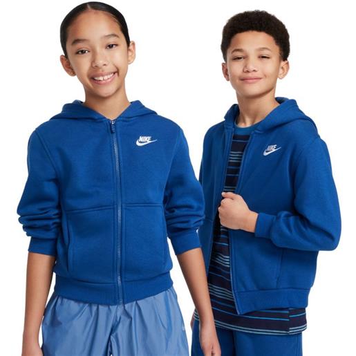 Nike felpa per ragazze Nike kids club fleece full-zip hoodie - court blue/white