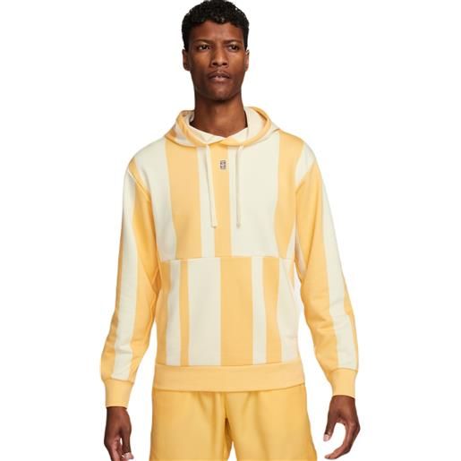 Nike felpa da tennis da uomo Nike court heritage dri-fit fleece tennis hoodie - topaz gold/coconut milk