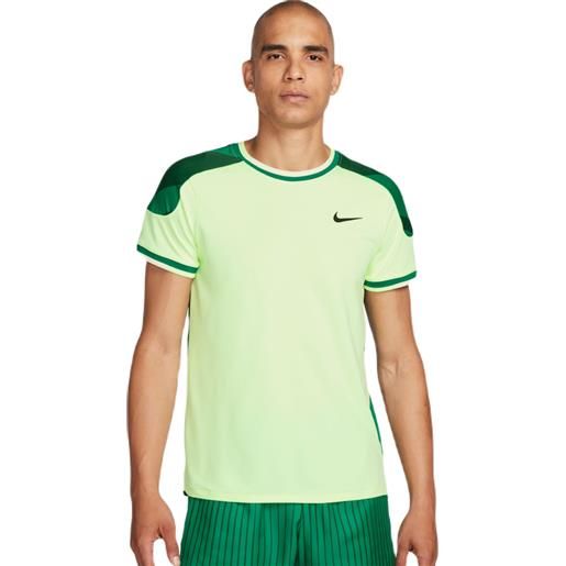 Nike t-shirt da uomo Nike court slam dri-fit tennis top - barely volt/malachite/barely volt/black