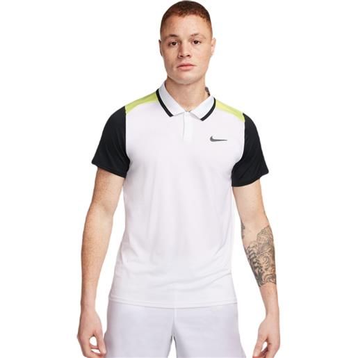 Nike polo da tennis da uomo Nike court dri-fit advantage polo - white/lt lemon twist/black/black