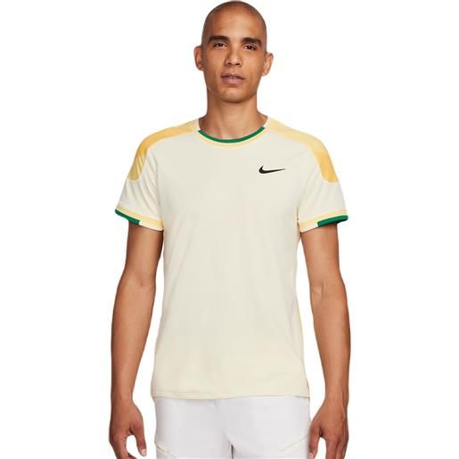 Nike t-shirt da uomo Nike court slam dri-fit tennis top - coconut milk/soft yellow/black
