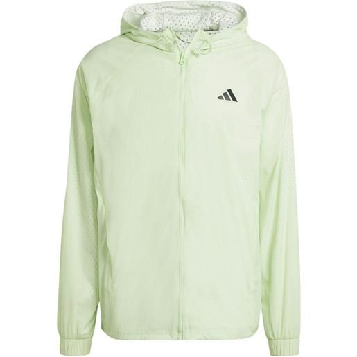 Adidas giacca da tennis da uomo Adidas pro semi-transparent full-zip - semi green spark